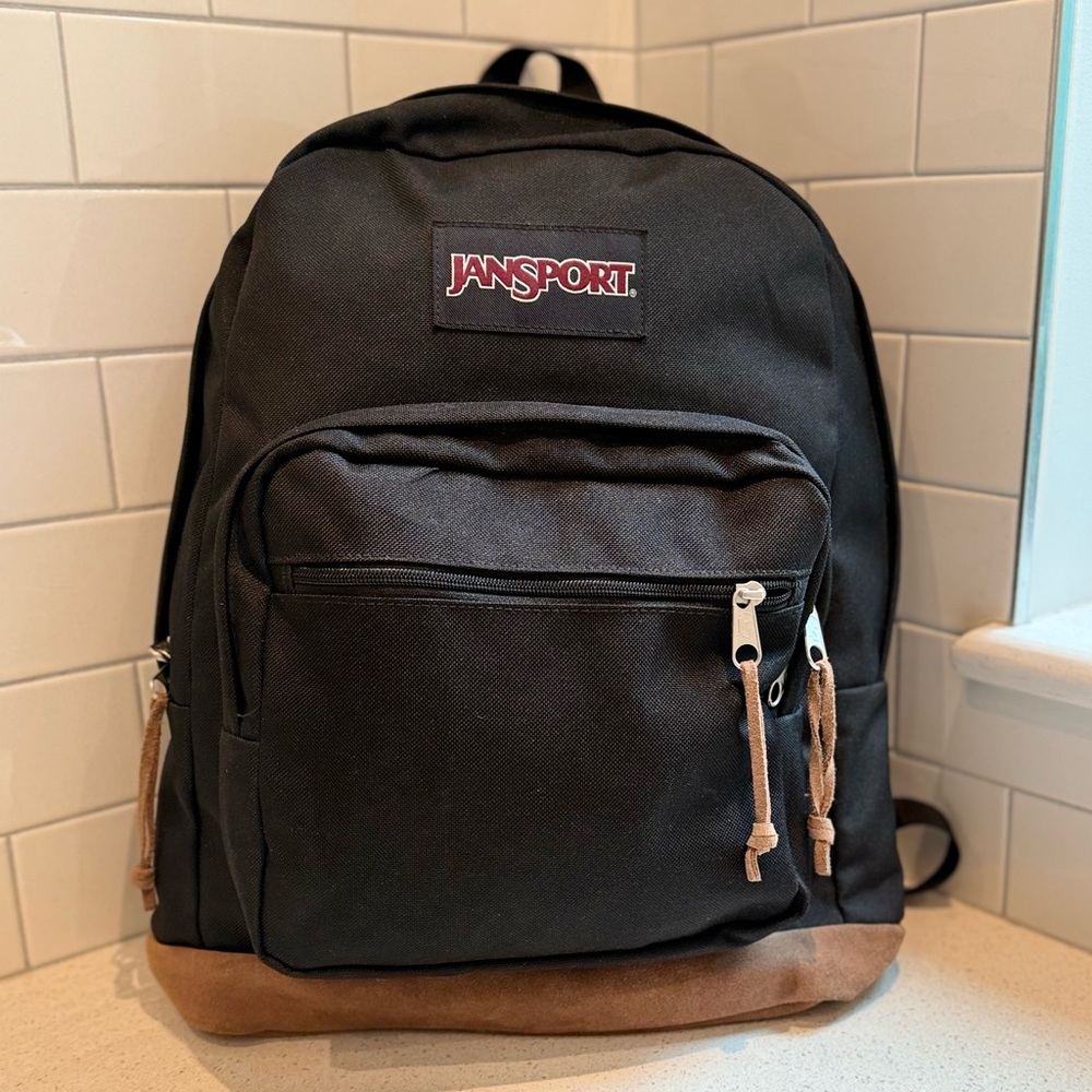 JanSport Black and Tan Backpack